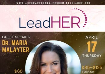 Image of Dr Maria Malayter and text: APRIL 2025 LeadHER Event. Speaker Series: HARNESSING THE POWER OF INFLUENCE. The Influence Edge: How Women Leaders Shape the Future